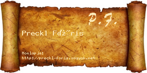 Preckl Fóris névjegykártya